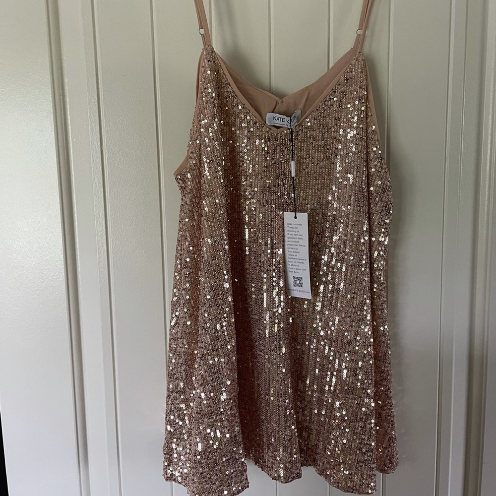 Gold sequin tank top